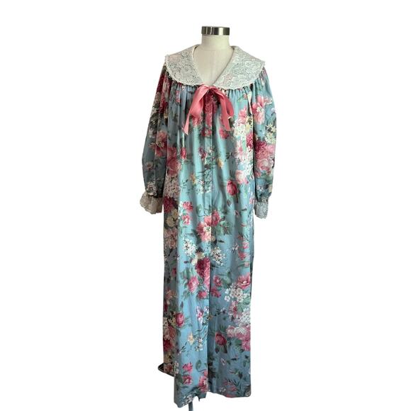 KOMAR Vintage Cottagecore Floral Cotton Blend Mumu House Dress Sz M - Picture 1 of 14